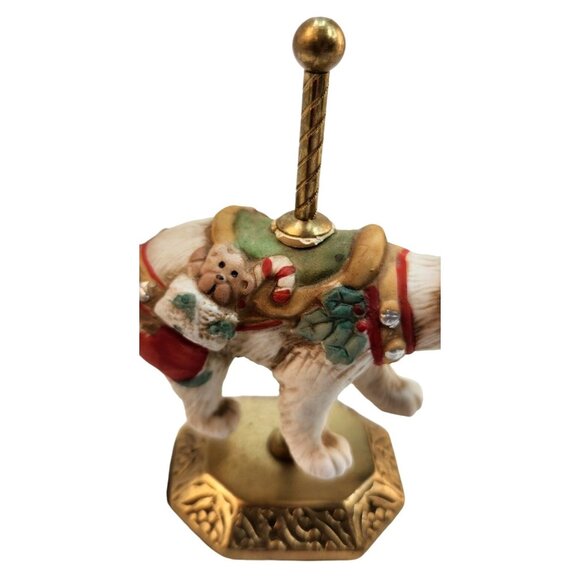 Polar Bear Carousel Christmas Figurine Ceramic Decor On Brass Base by R.O.C. - Picture 8 of 8